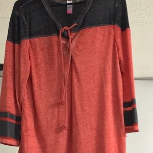 Faded glory red & black football jersey type top